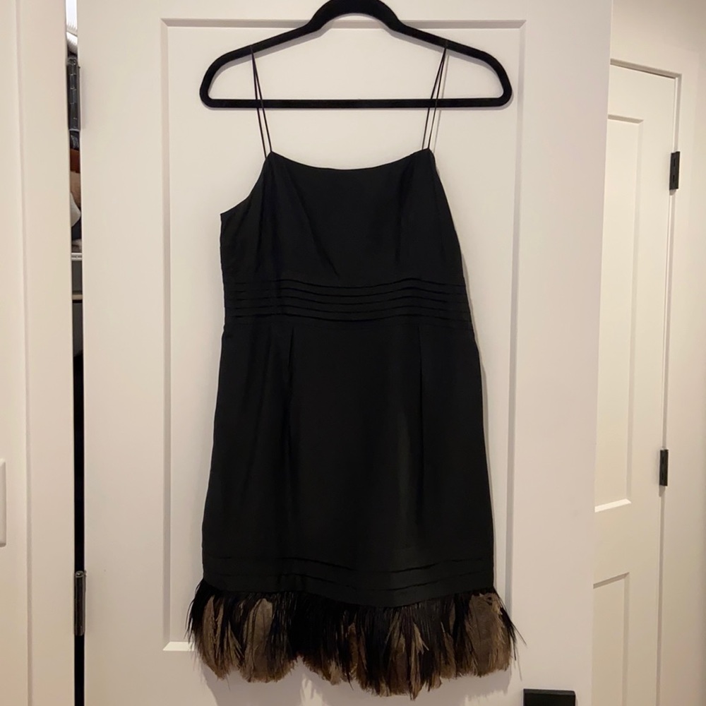 Silk Mini Cocktail Dress With Feather Detailing